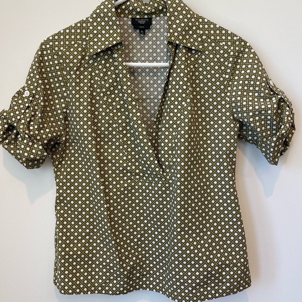 Talbots Green Patterned Women's Top